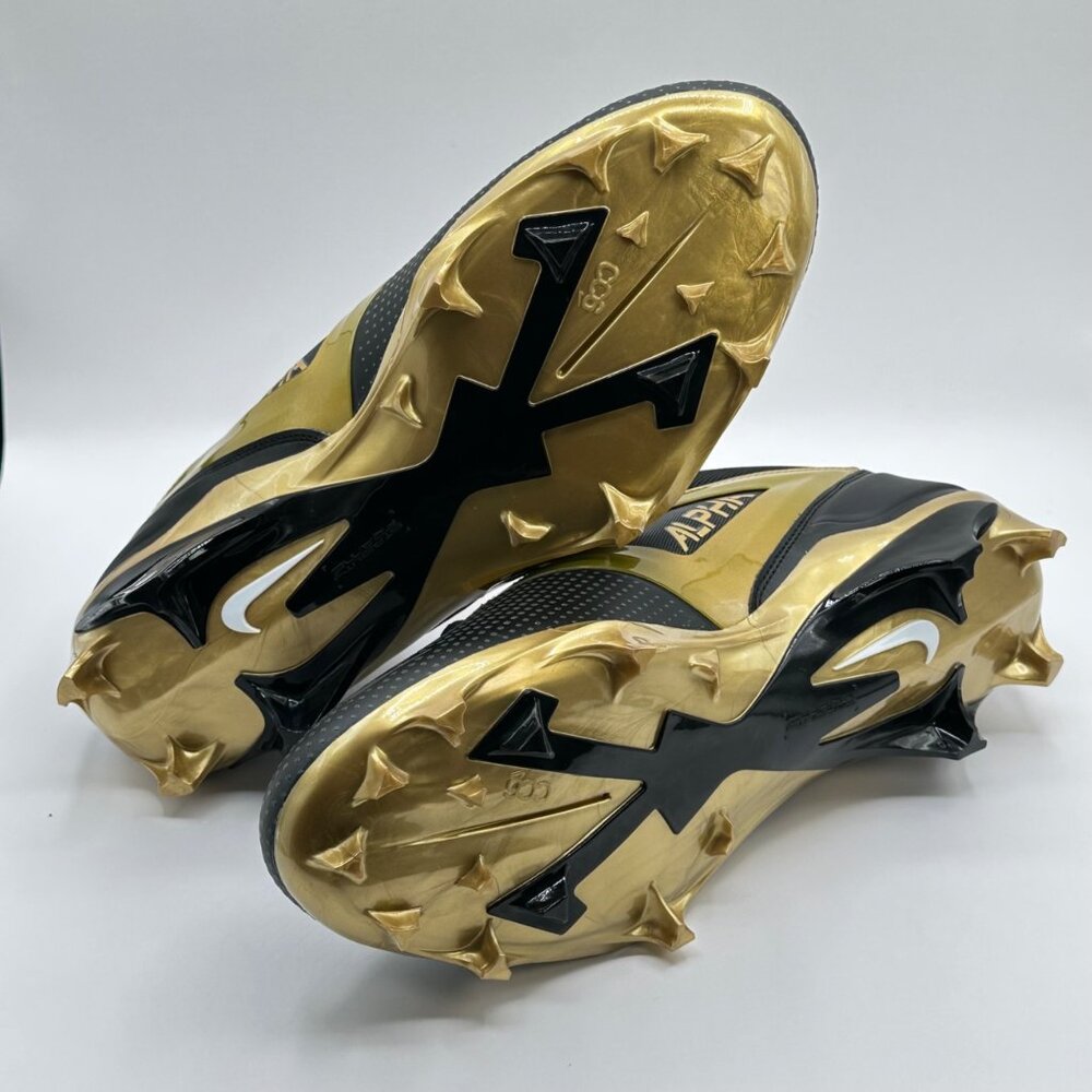 Mens Nike Alpha Menace 4 Pro Football Cleats Size 10.5 Black Gold FD7037-003 NEW - Picture 5 of 8